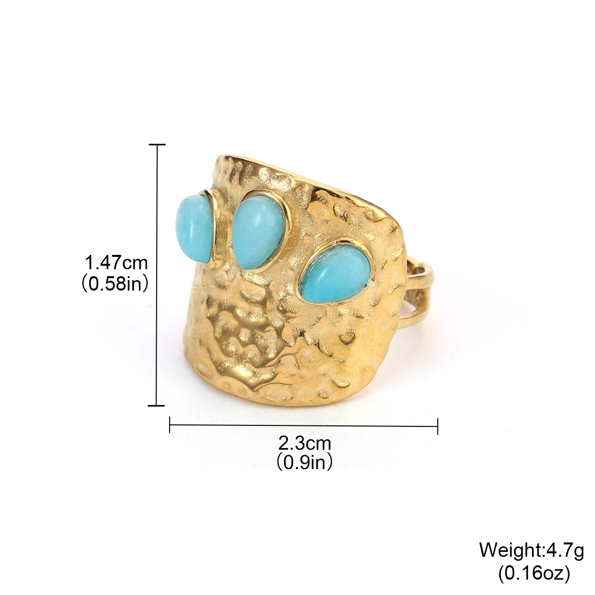 Natural Stone Turquoise Ring – Non-Fading Titanium Steel Vintage