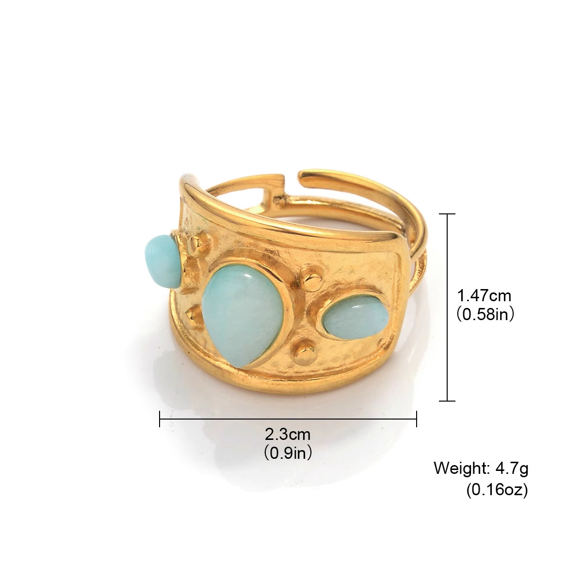 Natural Stone Turquoise Ring – Non-Fading Titanium Steel Vintage