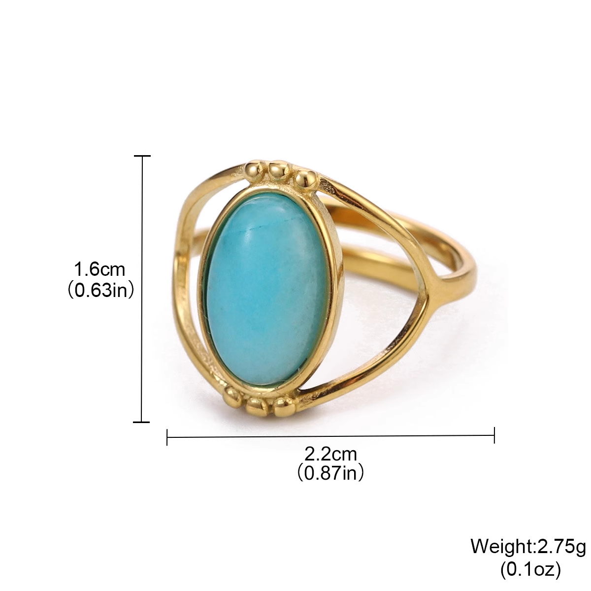 Natural Stone Turquoise Ring – Non-Fading Titanium Steel Vintage