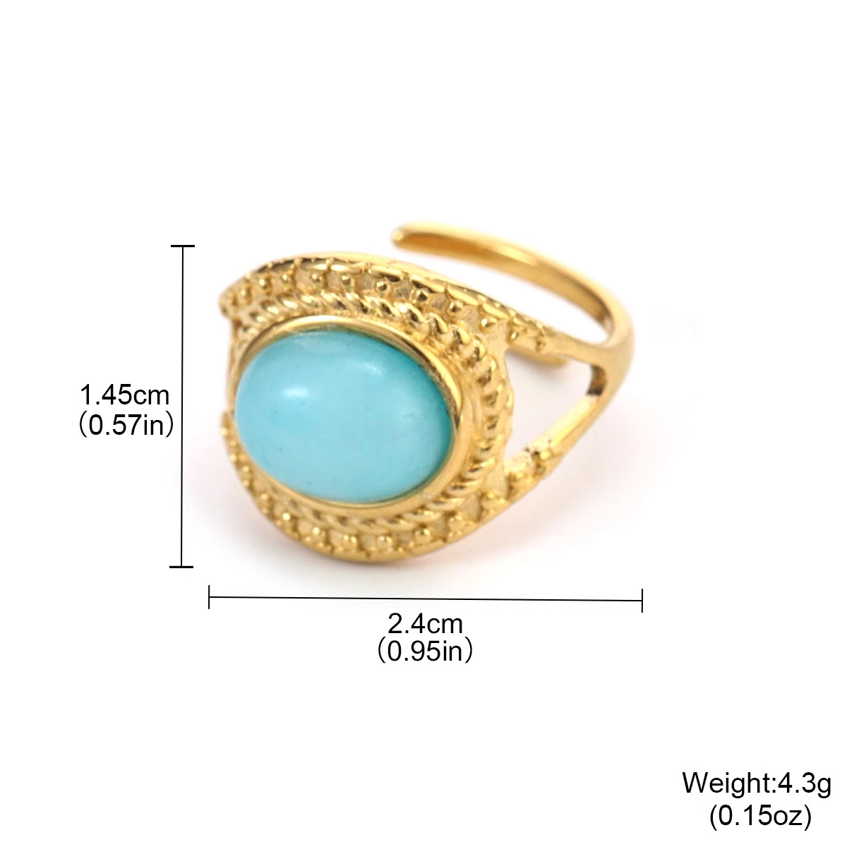 Natural Stone Turquoise Ring – Non-Fading Titanium Steel Vintage