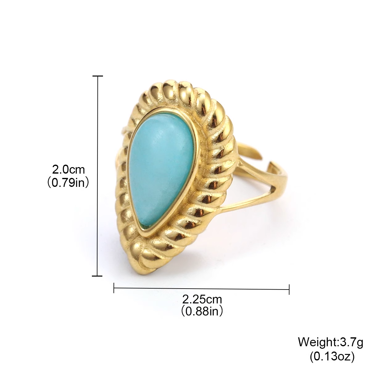 Natural Stone Turquoise Ring – Non-Fading Titanium Steel Vintage